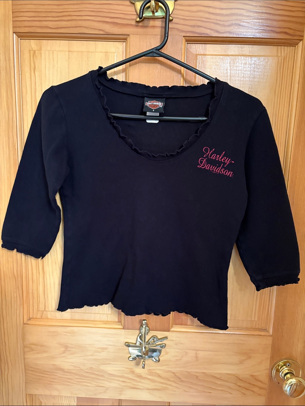 Harley-Davidson Black Crop Top with Pink Logo